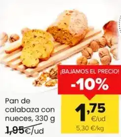 Autoservicios Familia Pan de calabaza con nueces oferta