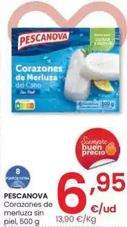 Eroski Pescanova - corazones de merluza sin piel oferta