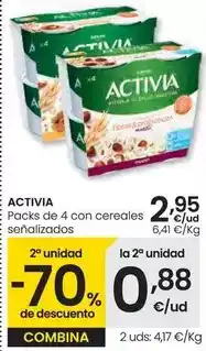Eroski Activia - packs de 4 con cereales senalizados oferta