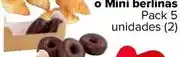 Carrefour Mini cuerno relleno de chocolate pack 6 unidades (1) o mini berlinas pack 5 unidades (2) oferta