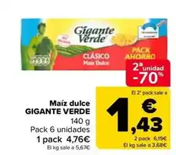 Carrefour Gigante verde - maíz dulce oferta