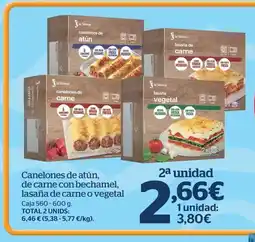 La Sirena Canelones de atún, de carne con bechamel, lasaña de carne o vegetal oferta