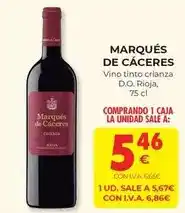 CashDiplo Marqués de cáceres - vino tinto crianza d.o. rioja oferta