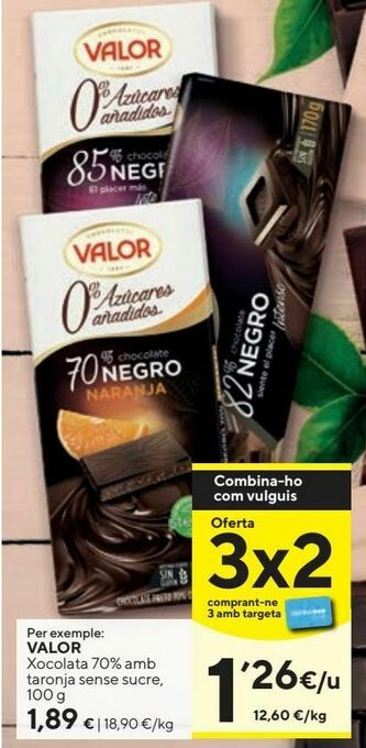 Caprabo Chocolate negro valor oferta