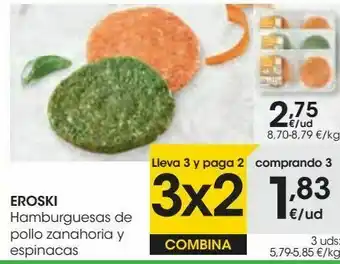 Eroski Eroski hamburguesas de pollo zanahoria y espinacas oferta