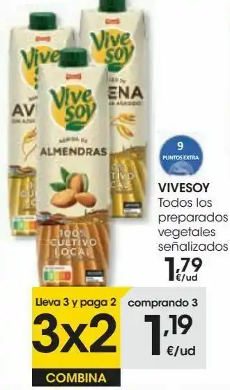 Eroski Vivesoy todos los preparados vegetales señalizados oferta