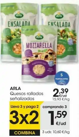 Eroski Arla quesos rallados señalizados oferta