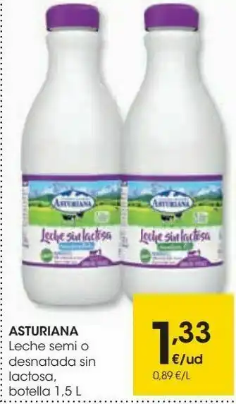 Eroski Asturiana leche semi o desnatada sin lactosa oferta
