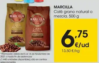 Eroski Marcilla café grano natural o mezcla oferta