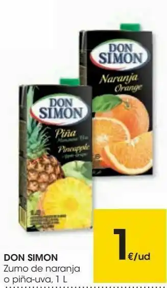 Eroski Don simon zumo de naranja o piña-uva oferta
