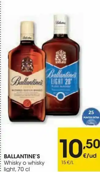 Eroski Ballantine's whisky o whiky light oferta