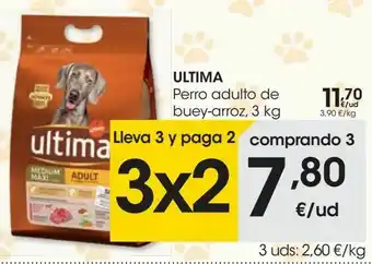 Eroski Ultima perro adulto de buey-arroz oferta
