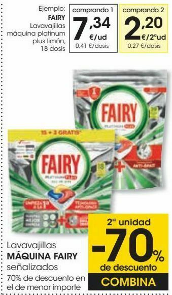 Eroski Lavavajillas máquina fairy oferta