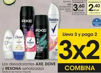 Eroski Los desodorantes axe, dove y rexona oferta