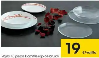 Eroski Vajilla 18 piezas domitille rojo o naturali oferta