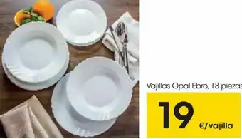 Eroski Vajilla opal ebro 18 piezas oferta