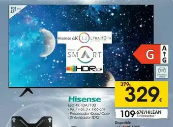 Eroski Smart tv led 43'' 4k ultra hd hisense oferta