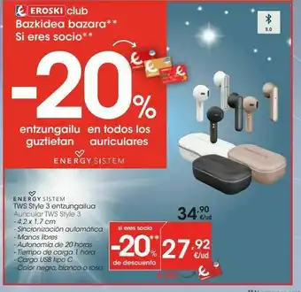 Eroski Auriculares energy sistem oferta