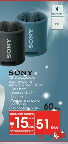 Eroski Altavoz portátil sony oferta