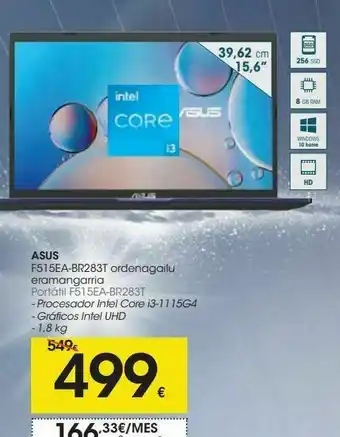 Eroski Portátil asus 15,6'' oferta