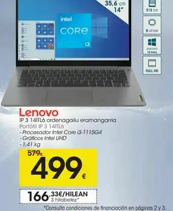 Eroski Portátil lenovo oferta