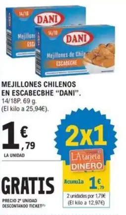 E.Leclerc MEJILLONES CHILENOS EN ESCABECBHE “DANI”. oferta
