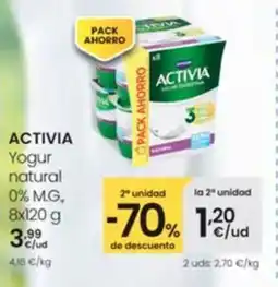 Eroski ACTIVIA Yogur natural 0% MG, 8x120 g oferta