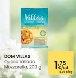 Eroski DOM VILLAS Queso rallado Mozzarella, 200 g oferta