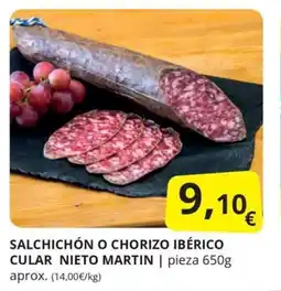 Supermercados MAS SALCHICHÓN O CHORIZO IBÉRICO CULAR NIETO MARTIN oferta