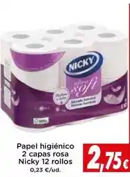 Proxi Nicky - papel higiénico 2 capas rosa oferta