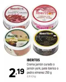 Coviran Ibéritos - crema jamon curado o jamon york pate iberico o pedro ximenez oferta