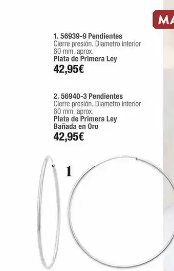 Cristian Lay 56939-9 Pendientes Plata De Primera Ley 56940-3 Pendientes Plata De Primera Ley Bañada En Oro oferta