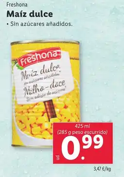 Lidl Freshona Maíz dulce oferta