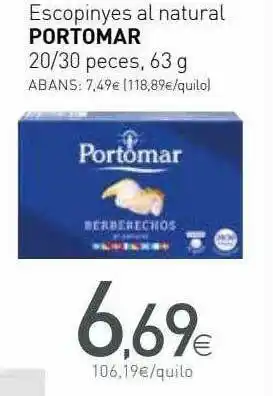 Condis Escopinyes Al Natural Portomar 63g oferta
