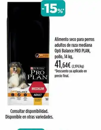 El Corte Inglés Alimento Seco Para Perros Adultos De Raza Mediana Opti Balance Pro Plan Pollo 14kg oferta