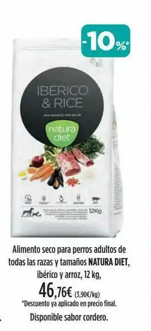 El Corte Inglés Alimento Seco Para Perros Adultos De Todas Las Razas Y Tamaños Natura Diet Ibérico Y Arroz oferta