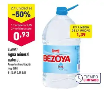 ALDI Bezoya Agua Mineral Natural 5L oferta