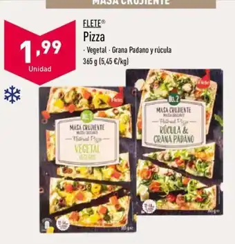 ALDI Flete Pizza Vegetal.Grana Padano y rúcula 365g oferta