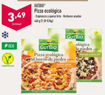 ALDI Gutbio Pizza ecológica Espinacas y queso feta. Verduras asadas 460g oferta