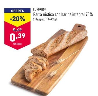ALDI El Horno Barra rústica con harina integral 70% 210g oferta
