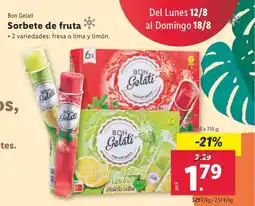 Lidl Bon Gelati Sorbete de fruta oferta