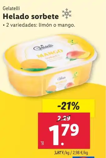 Lidl Gelatelli Helado sorbete oferta