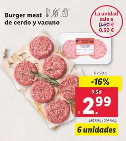 Lidl Burger meat de cerdo y vacuno oferta