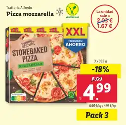 Lidl Trattoria Alfredo Pizza mozzarella oferta