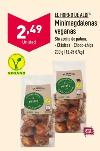 ALDI El Horno De Aldi Minimagdalenas veganas Sin aceite de palma. Clásicas. Choco-chips 200g oferta
