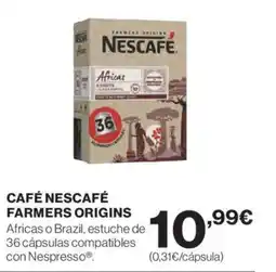 Hipercor CAFÉ NESCAFÉ FARMERS ORIGINS oferta