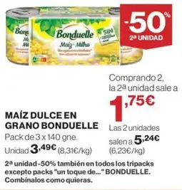 Hipercor MAÍZ DULCE EN GRANO BONDUELLE oferta