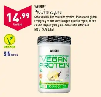 ALDI Weider Proteina vegana 540g Sabor vainilla. Alto contenido proteico. Producto sin gluten. Ecológica y de alto valor biológico oferta