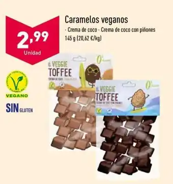 ALDI Caramelos veganos Crema de coco. Crema de coco con piñones 145g oferta
