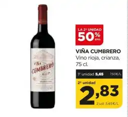 Alimerka VIÑA CUMBRERO Vino rioja, crianza, 75 cl. oferta